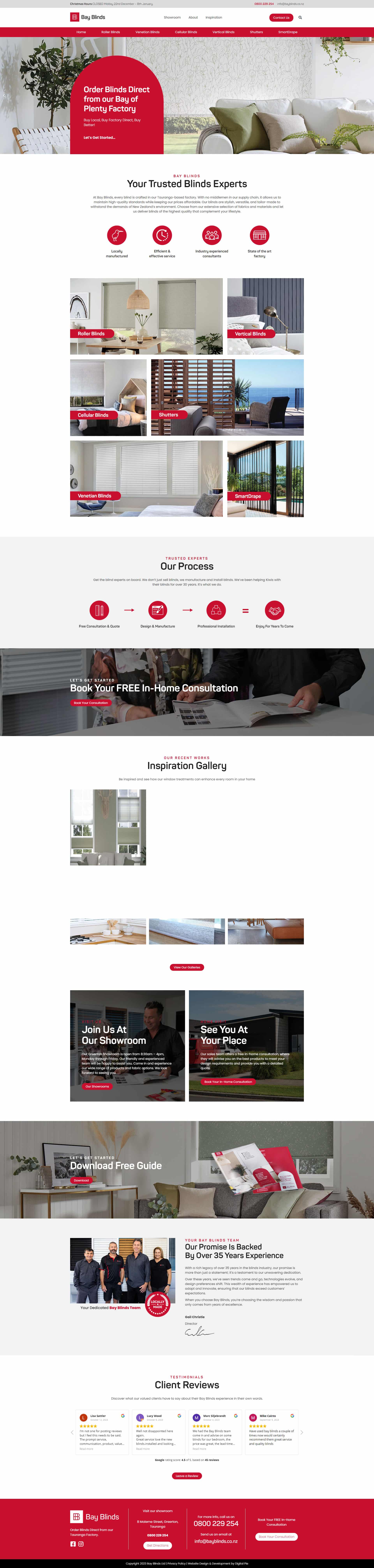 bay blinds website portfolio website