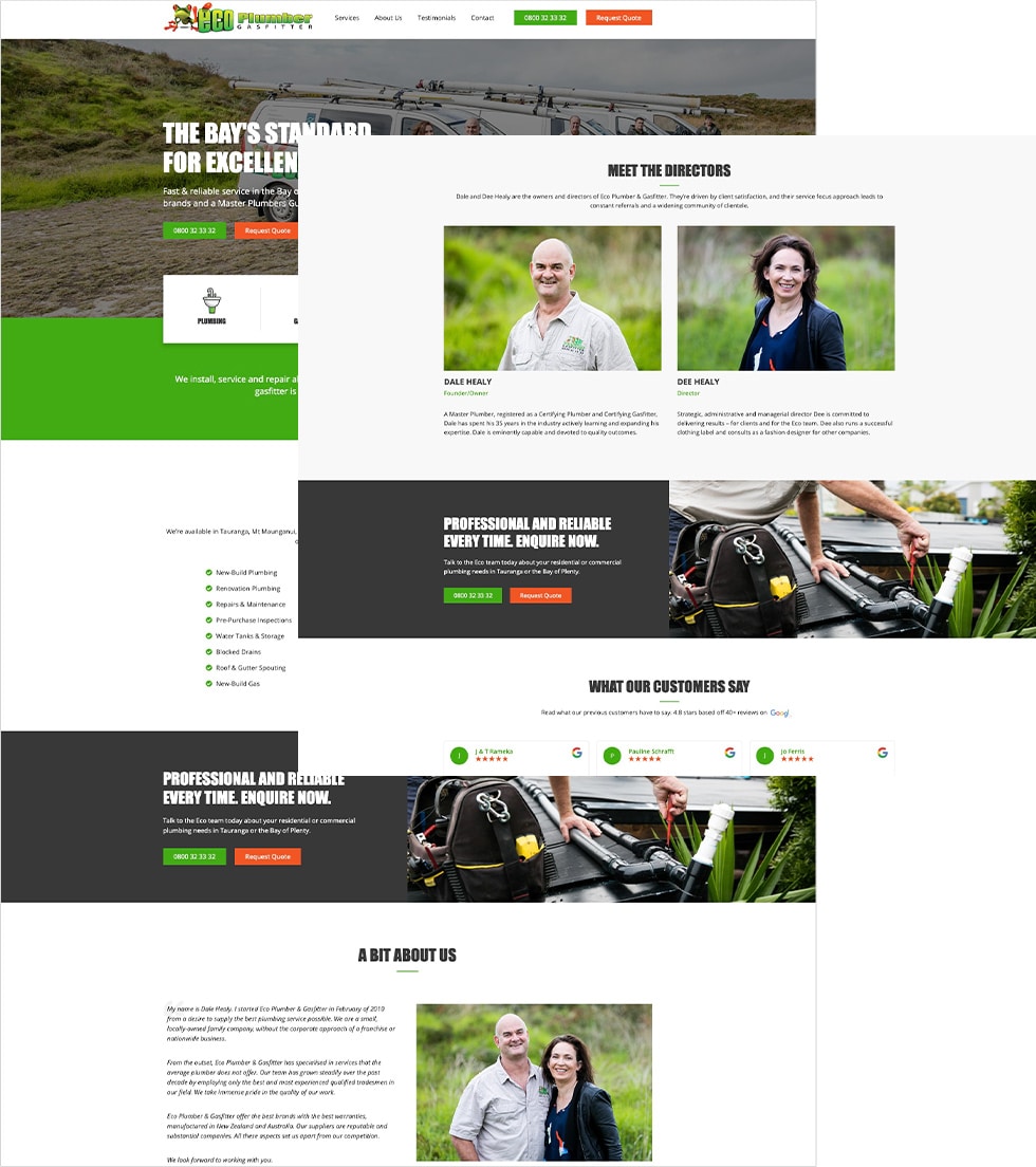 Desktop view of the Eco Plumber website